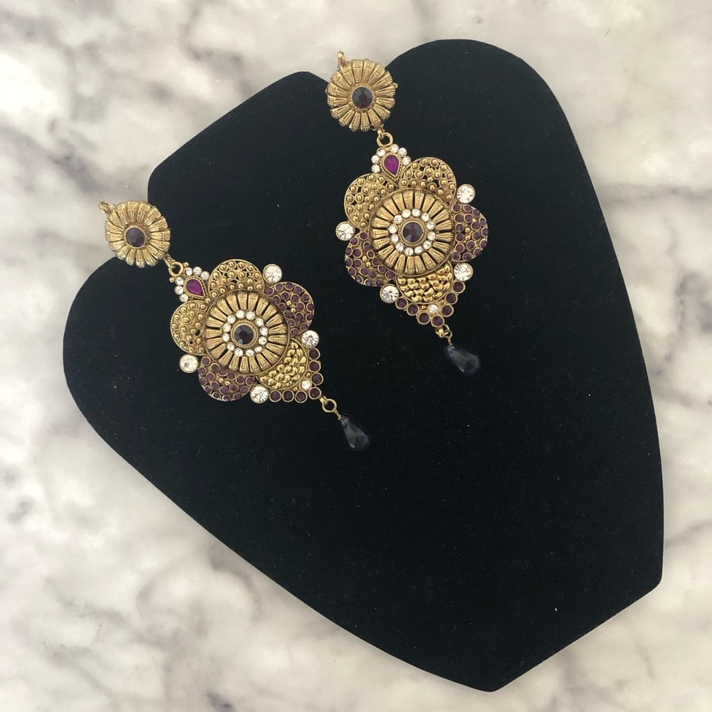 Purple and Gold Indian Fashion Earrings